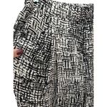 Nili Lotan Silk Pleated Pull On Cropped Pants Black /White Size Medium Photo 3