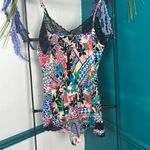 Josie Natori Floral Lace Sleeveless Romper Pajamas Size small Black Photo 4