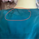 VINTAGE 1980'S LINDSEY BLAKE DARK TEAL PANEL PLEATED BUTTON DOWN BLOUSE (10) Green Photo 8