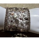 Vintage Freshwater .999 Silver Pearl Wire Rope Cuff Bracelet Wrapped Pearls 7.5” Photo 7