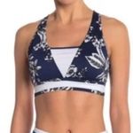 Sam Edelman Triangle Sports Bra Navy & White Floral Print Photo 0
