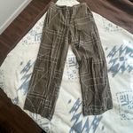 ZARA  green khaki geometric wide leg palazzo pants L Photo 2