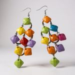 Rainbow Geometric Dangle Earrings Colorful Statement Funky Festival Jewelry Photo 0
