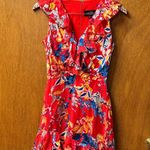 Saloni Cece Sleeveless Ruffle Silk Tiered Floral Print Red Mini Dress 2 Photo 14