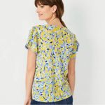 Ann Taylor Lemon Blossom Bobble Petal Sleeve Pure Linen Tee, Sz M Photo 1