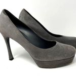 Yves Saint Laurent Grey Suede Gisele Platform Heels 37/US 7 Gray Size 6 Photo 4