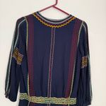 Alice + Olivia  Jolene Embroidered Drop Waist Peasant Navy Blue Dress size 0 Photo 8