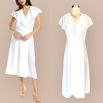 Vince  White Wrap Dress Flutter Sleeve V-Neck Ruffle Cape Midi Designer XS NWOT Photo 1