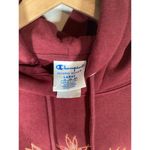 Champion Vintage Floral Reverse Weave Hoodie Sweatshirt Red Large Photo 3