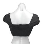 I am gia I.AM.GIA Black Short Sleeve Button Down Smocked Denim Jean Crop Top Size S Photo 1