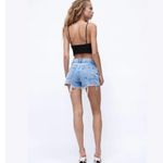 ZARA NWT  Lace Poplin Cami Tank Crop Top Shirt Black Size Large Photo 2