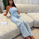 ZARA denim jeans corset wide streight leg jumpsuit Photo 0