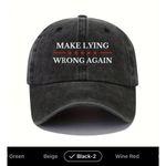 Distressed Cotton Baseball Adjustable Make Lying Wrong Again Cap Pink Photo 2