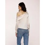 Heartloom  Keely Top Satin Off the Shoulder Long Sleeve Champagne Sz M‎ Photo 3