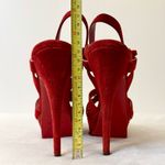 Saint Laurent YSL Tribute Platform Sandal in Red Suede Size EU 37.5 Photo 8