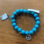Juicy Couture  Pam & Gela Blue Beaded Friendship Bracelets w Crystal Peace Sign Photo 3