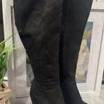 Bamboo  black high-heeled boots with a block heel, size 8, with a zipper. Photo 0