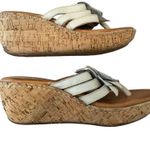 Born Miko Leather Flower Wedge Cork Sandals Platform Flip Flops Floral Summer Co Tan Size 9 Photo 2