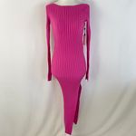 ASTR New Ribbed Knit Off Shoulder Long Sleeve Slit Midi Sweater Dress Pink XS Photo 8