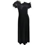 Vintage Jeffrey & Dara by Tom Barra Black Velvet Ostrich Feather Collar Gown Size 8 Photo 10