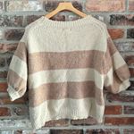 Bibi Stripe Short Puff Sleeve Sweater Tan Size XL Photo 4