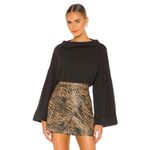 Free People  Black Bunny Cropped Boat Neck Pullover Photo 2