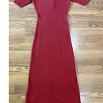 Caroline Constas Red Dress Knit Midi bodycon Crochet Collar size M Size M Photo 4
