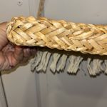 SUN AND SAND TAN WOVEN SHOULDER BAG BLUE & CREME COLOR CLOTH DESIGN WITH FRINGE Photo 3