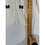 Charter Club Women Knit Cardigan Navy Bow Pearl Button Preppy Feminine White M Photo 8