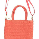 Crossi NWT pink woven straw handbag with handles and removable crossbody strap Pink Photo 0