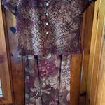 Vintage Floral Dress Set Brown Sheer Top Dress Outfit Christy‎ Lyn Size 10 Photo 0