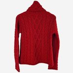 Inis Crafts Marled Red 100% Merino Wool Cable Knit Sweater Size Small Photo 2