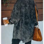 Oversized Button Down Corduroy Shirt Jacket washed Retro size Small new Black Photo 1