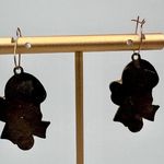 Vintage 80's Christmas Candy Cane Enamel Dangle Earrings Green Photo 5