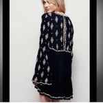 Free People Black Cream Embroidered Diamond Tunic Top Blouse Mini Dress size XS Photo 2