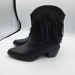 Women's Fringe Boots Western Cowgirl Cowboy Concert Rodeo Size 6 Black Man Made Photo 2