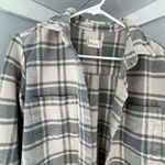 Altar'd State  Plaid Flannel Shirt Button Down Gray Cream Pockets Womens Sz Small Photo 1