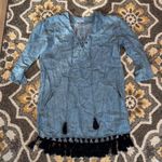 Rails  Women's Alicia Denim Chambray Tassel Blue Shift Dress Linen Size Small Photo 2