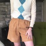Vintage genuine suede Leather High Waisted Shorts warm camel shorts Size 2 Photo 0