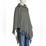 Chico's Chico’s Black & White Sassy Stripes Cowl Neck Poncho Womens One Size Fits All Photo 1