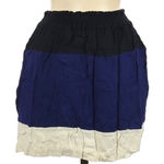 Cooperative  Blue Black Cream Colorblock Mini Skirt Womens M Casual Fall UO Photo 0