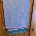 Pashmina Jacquard Paisley Silk  Pink Teal Blue Fringe Wrap Shawl Photo 2