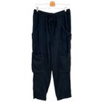 Free People  Feelin' Good Pants Linen Blend‎ Utility Cargo Black Size Small Photo 2