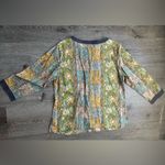 Caribbean Joe  Floral Paisley Tie Neck Blouse Size M Green Boho Top Photo 1