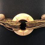 Chico's MIxed Bronze Tone Metal Stones Textured Carved Chain Belt 41" Long Photo 4