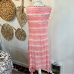 SUNDANCE Catalog Coral Mix Striped Linen Jersey Hanky Hem CALPURNIA Dress Sz L Pink Size L Photo 5