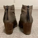 Brass Plum Taupe Ombre Toe Leather Heeled Zip Up Fringe Booties Size 9 Photo 2