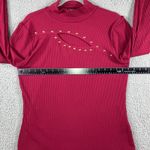 INC International Concepts Mock Neck Cutout Studded Long Sleeve Top Women XL Red Photo 3
