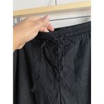 Loft  Pants Women's Medium Black Linen Blend Jogger Tapered Drawstring Stretch Photo 3