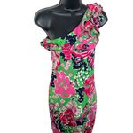 Lilly Pulitzer  Women's XS Whinnie Dress Emerald Green One Shoulder Ruffle 26329 Photo 2